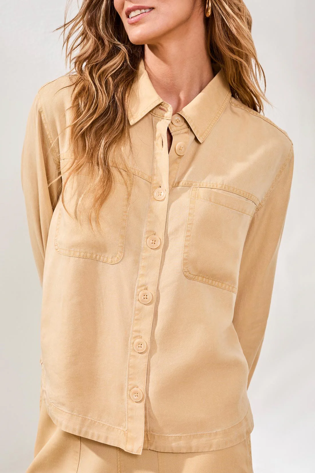 Overshirt In Washed Cavalry Twill-Croissant - Image 3