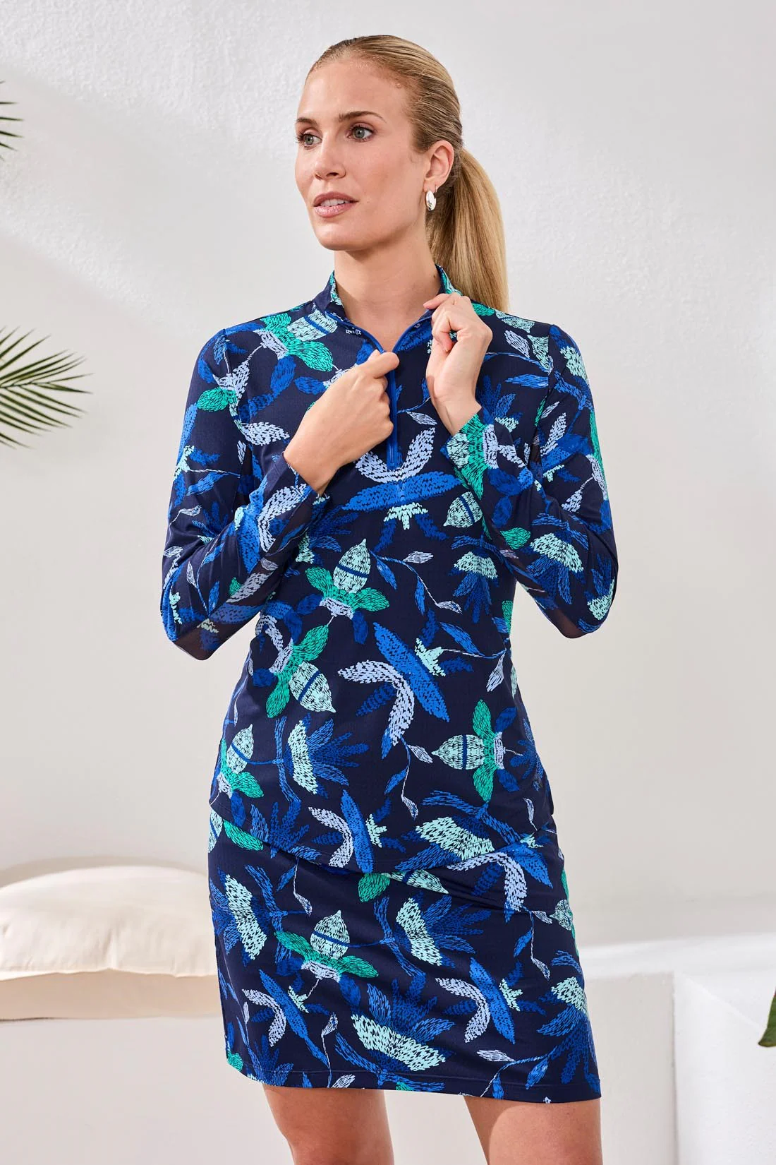 UPF 50+ High Performance Quarter-Zip Long Sleeve Pullover-Blue surf - Image 3