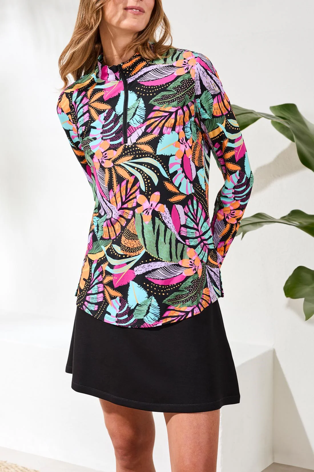 UPF 50+ High Performance Quarter-Zip Long Sleeve Pullover-Tropical - Image 2