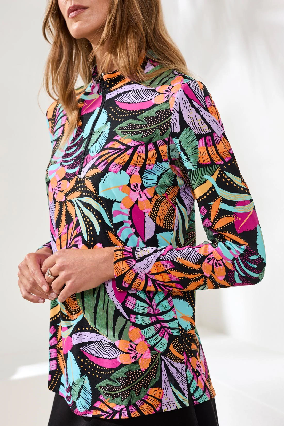 UPF 50+ High Performance Quarter-Zip Long Sleeve Pullover-Tropical - Image 3