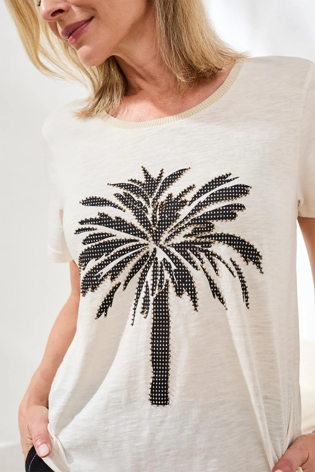 Cotton Slub Embroidered Crewneck Tee-Canvas - Image 2