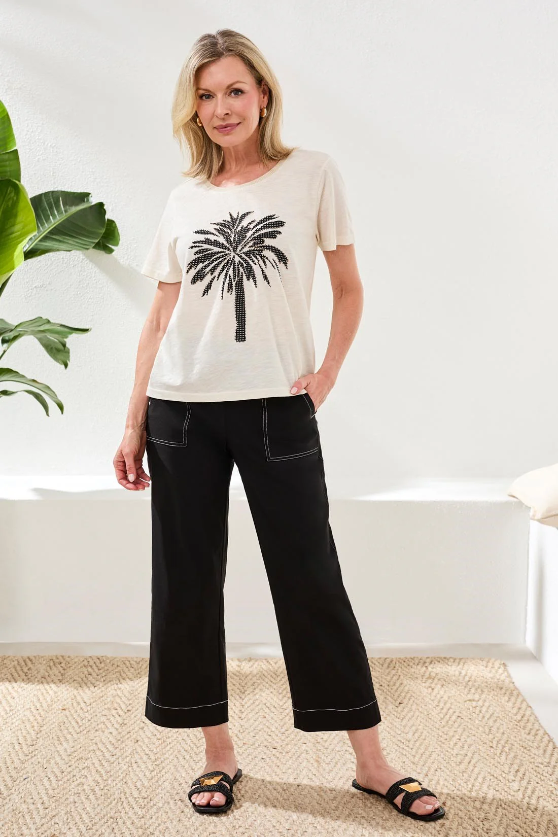 Cotton Slub Embroidered Crewneck Tee-Canvas - Image 4