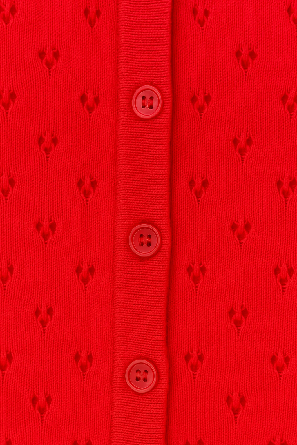 Pointelle Knit Cardigan Sweater With Button-Front Closure-Rouge - Image 4