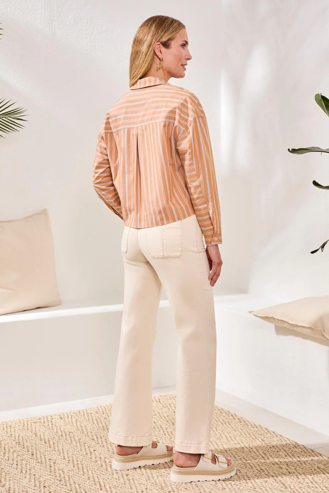 Popover Blouse With Drop Shoulders And Pocket-Saharabeige - Image 4