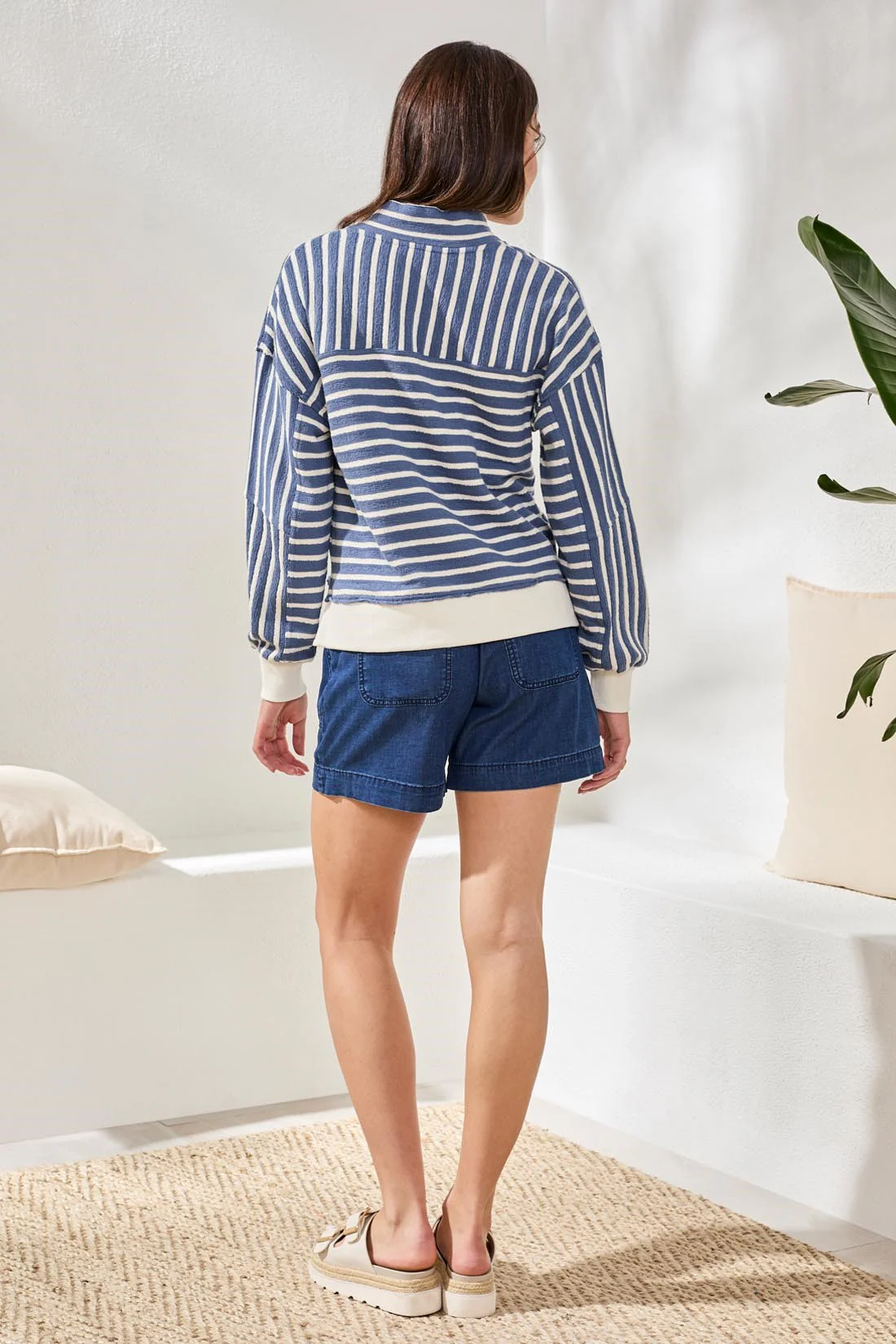 Drop-Shoulder French Terry Popover Shirt with Metal Ring Detail-Seahaven - Image 4