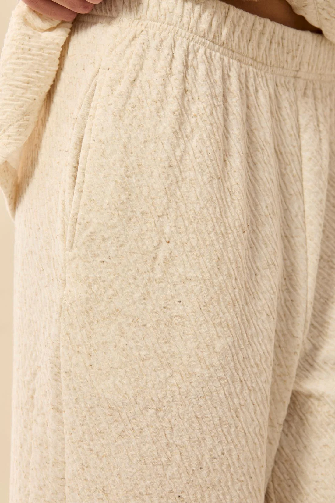 Puckered Knit Wide Leg Ankle Pant-Canvas - Image 2