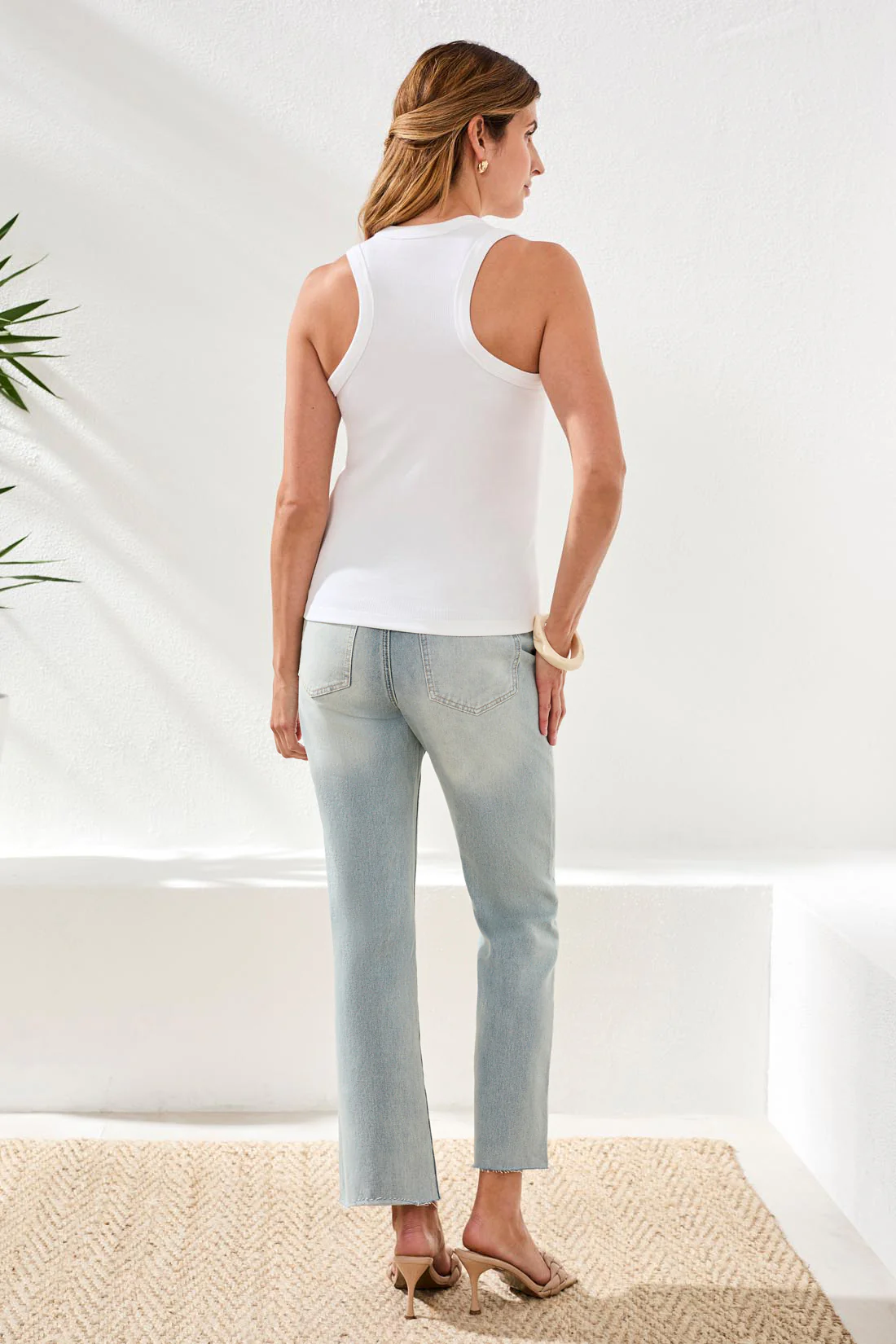 BLUE THREAD Racer Back Baby Rib Tank Top-White - Image 4