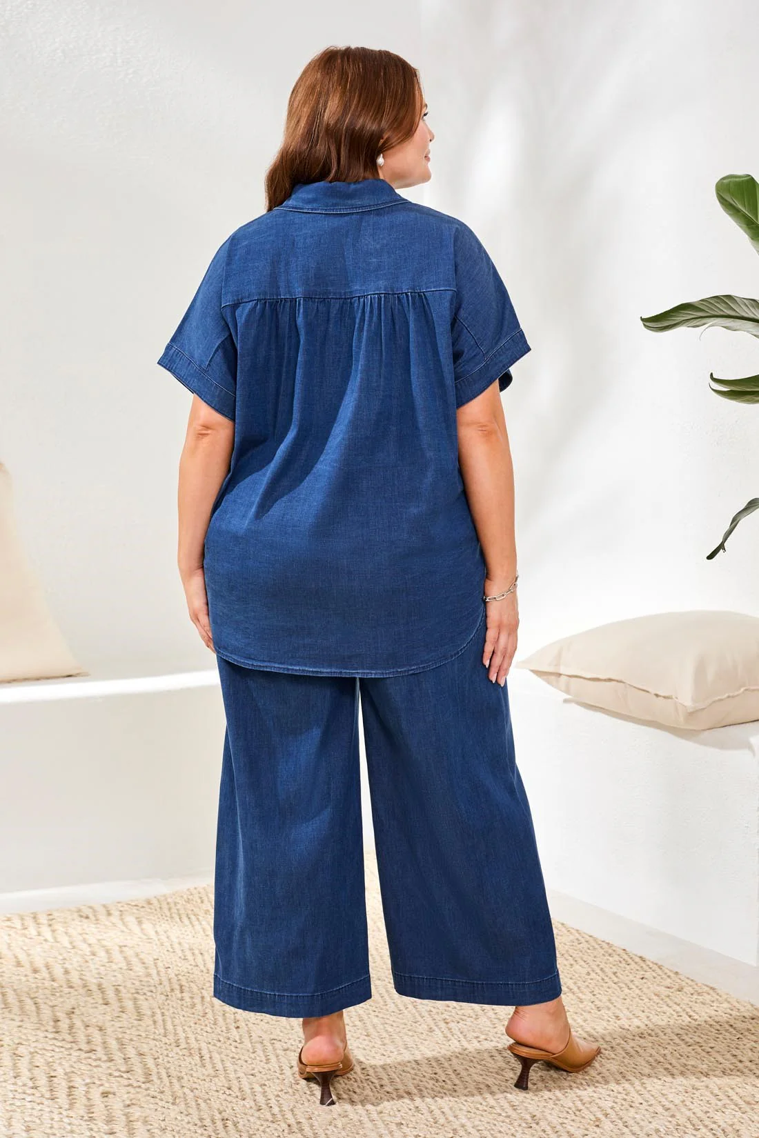 Size Inclusive Soft Drape Denim Drop Shoulder Campshirt-Seahaven - Image 4