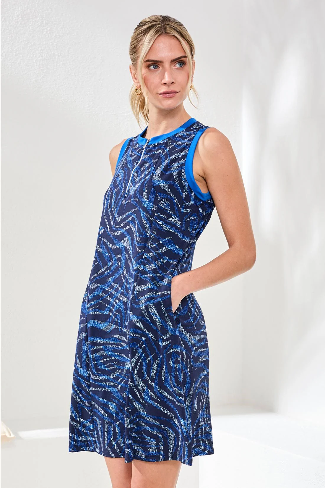 UPF 50+ High Performance Sleeveless Quarter-Zip Dress-Aquatic - Image 2