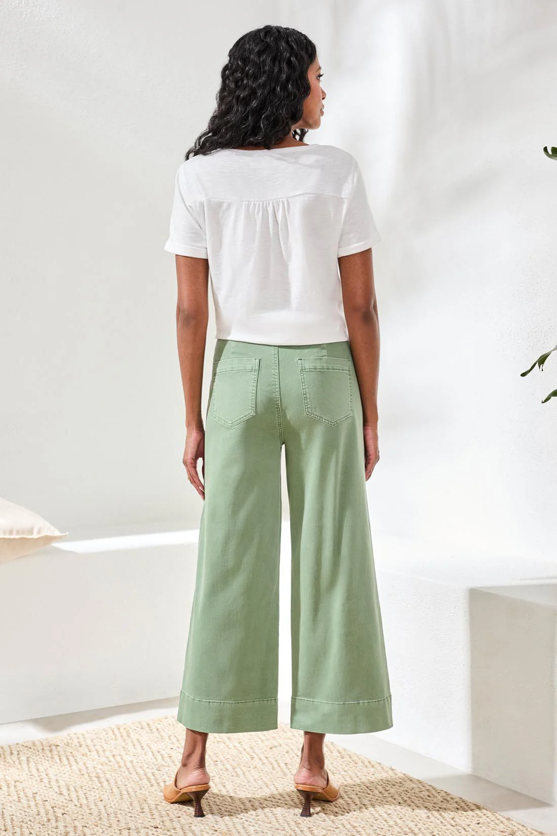 Slub Knit Tie-Front Short Sleeve Crew Neck Top-White - Image 4