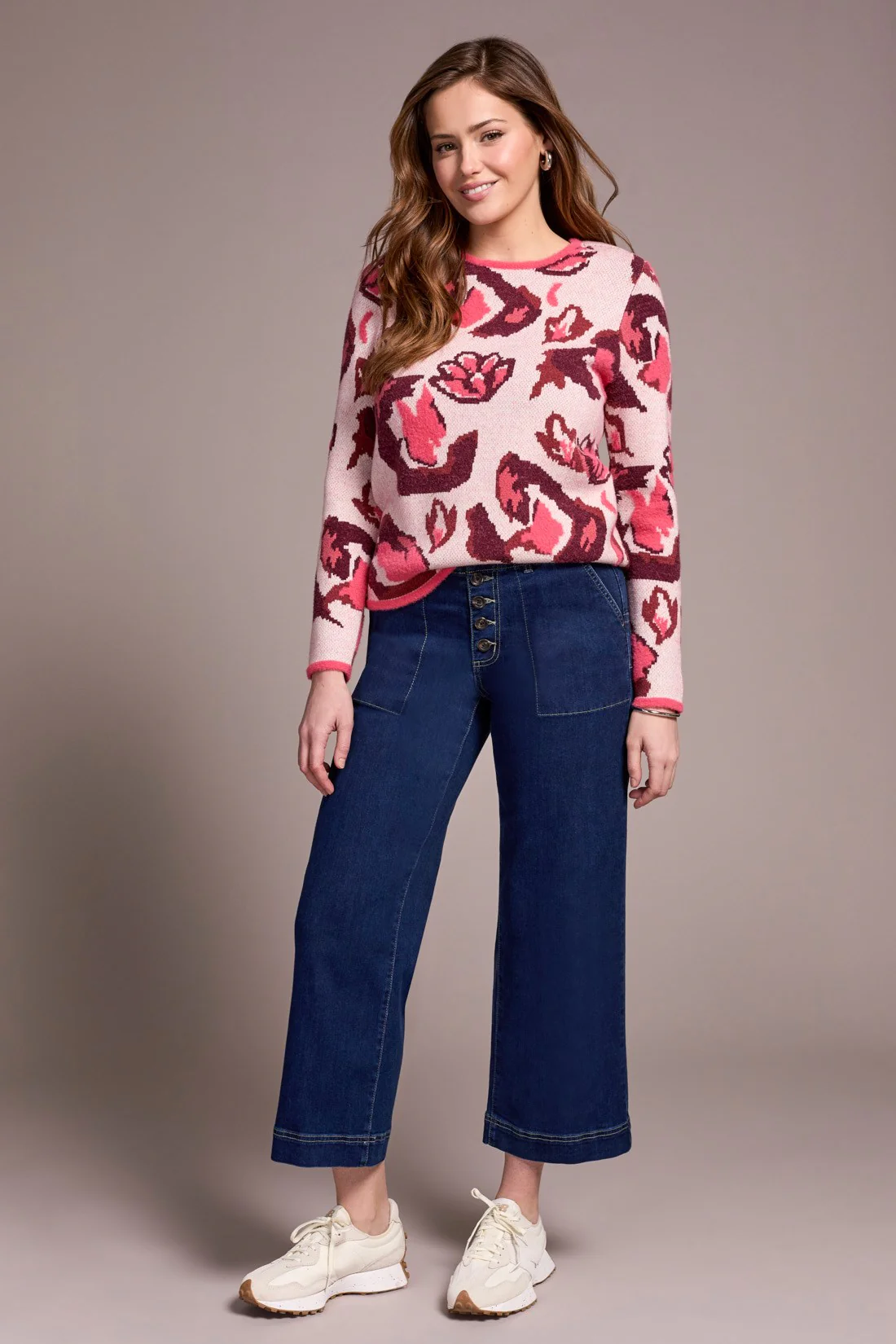 Sophia Curvy Comfort Stretch Wide Leg Crop Jeans-Deepwater - Image 3
