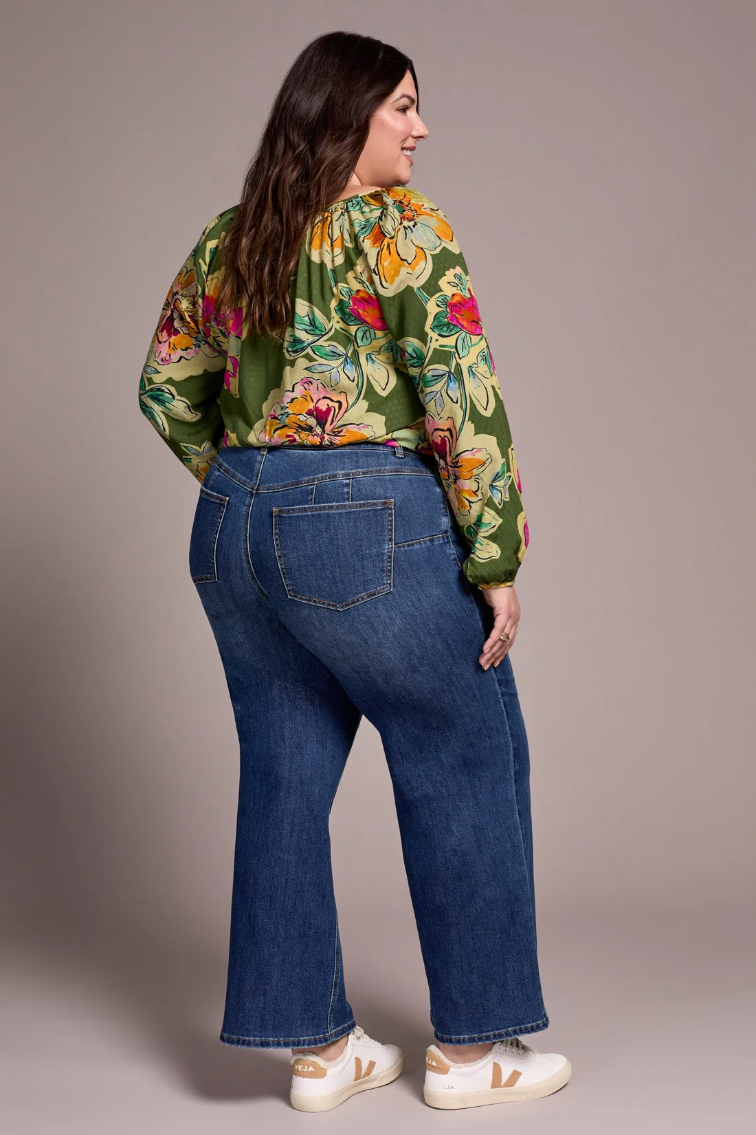 Sophia Curvy Hugging Wide Leg Jeans-Antiqueblue - Image 2