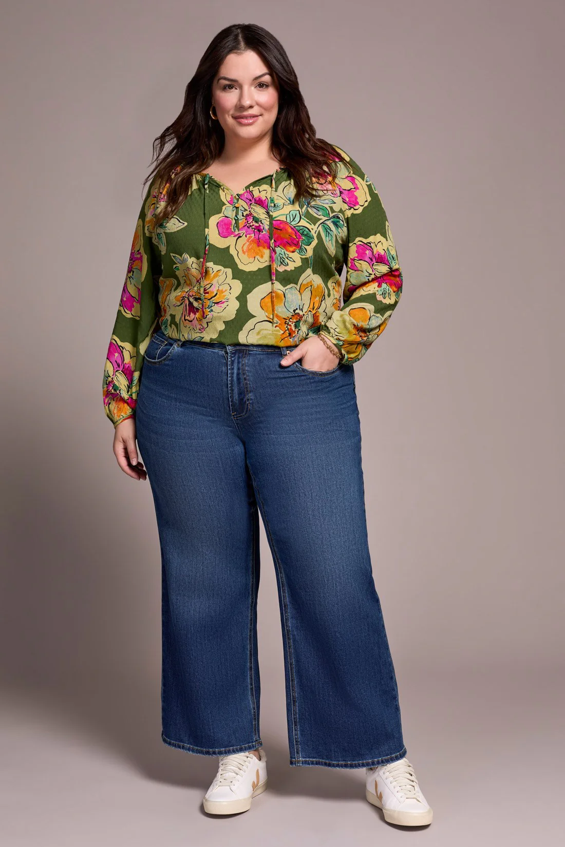Sophia Curvy Hugging Wide Leg Jeans-Antiqueblue - Image 3