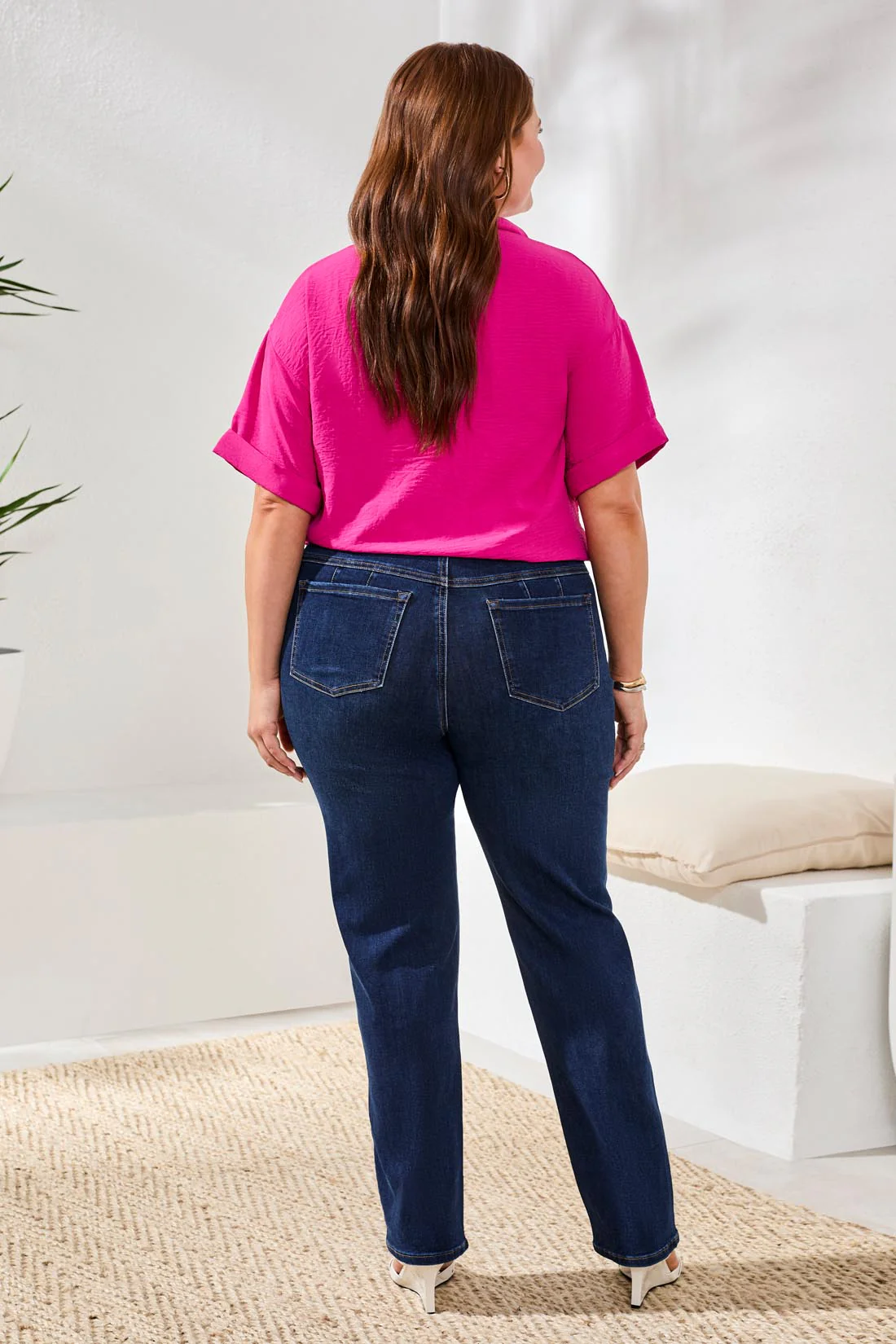 Size Inclusive Sophia Curvy Straight Leg Jeans-Deepocean - Image 4