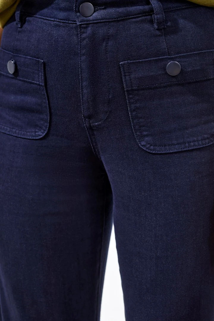 Sophia High-Waisted Kick Flare Jeans With Front Pockets-Nautical - Image 4