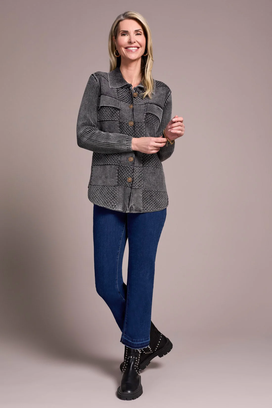 Special Wash Sweater Cardigan-Black - Image 2