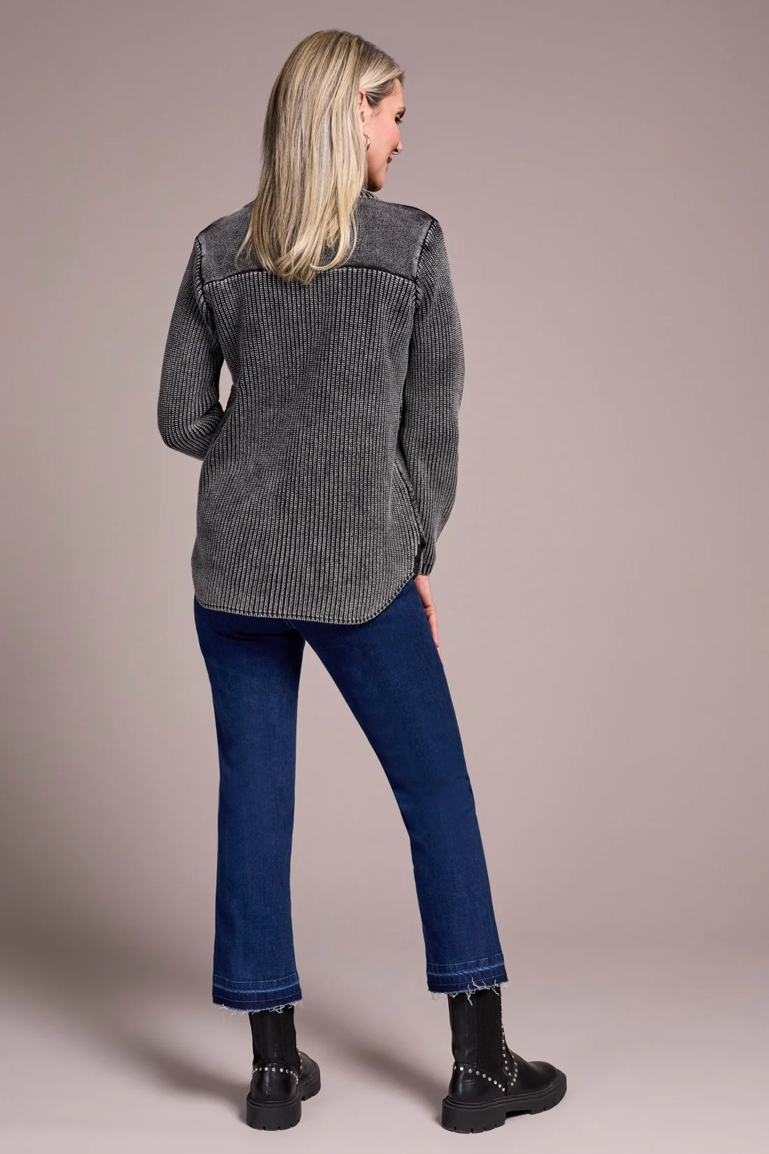 Special Wash Sweater Cardigan-Black - Image 4