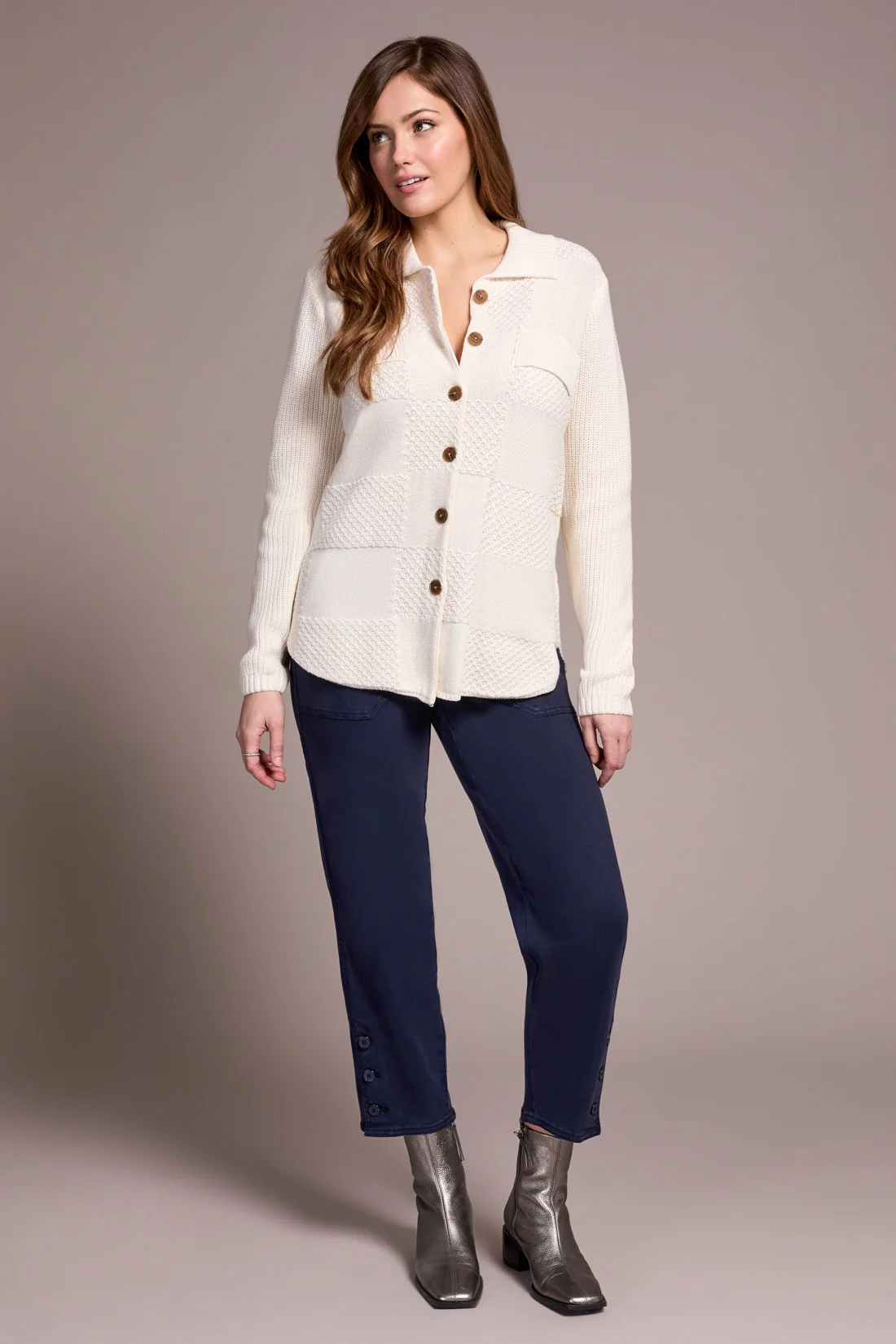 Special Wash Sweater Cardigan-Cream - Image 2