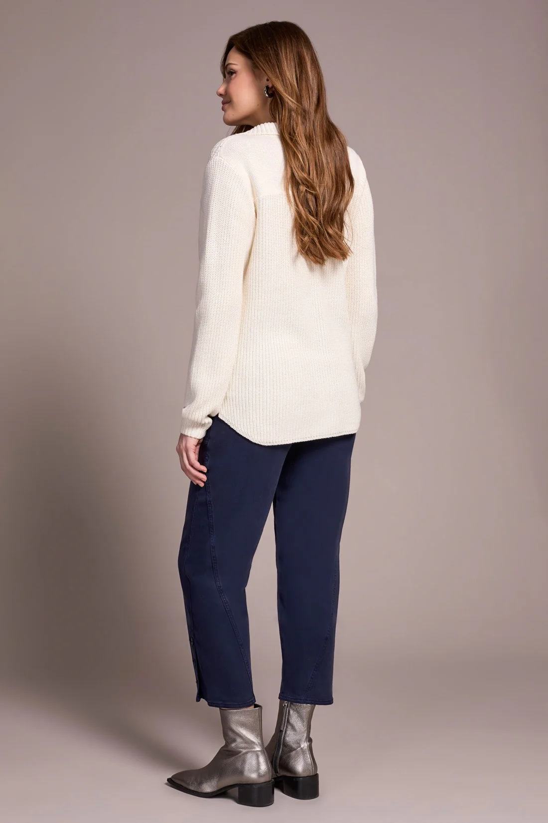 Special Wash Sweater Cardigan-Cream - Image 4
