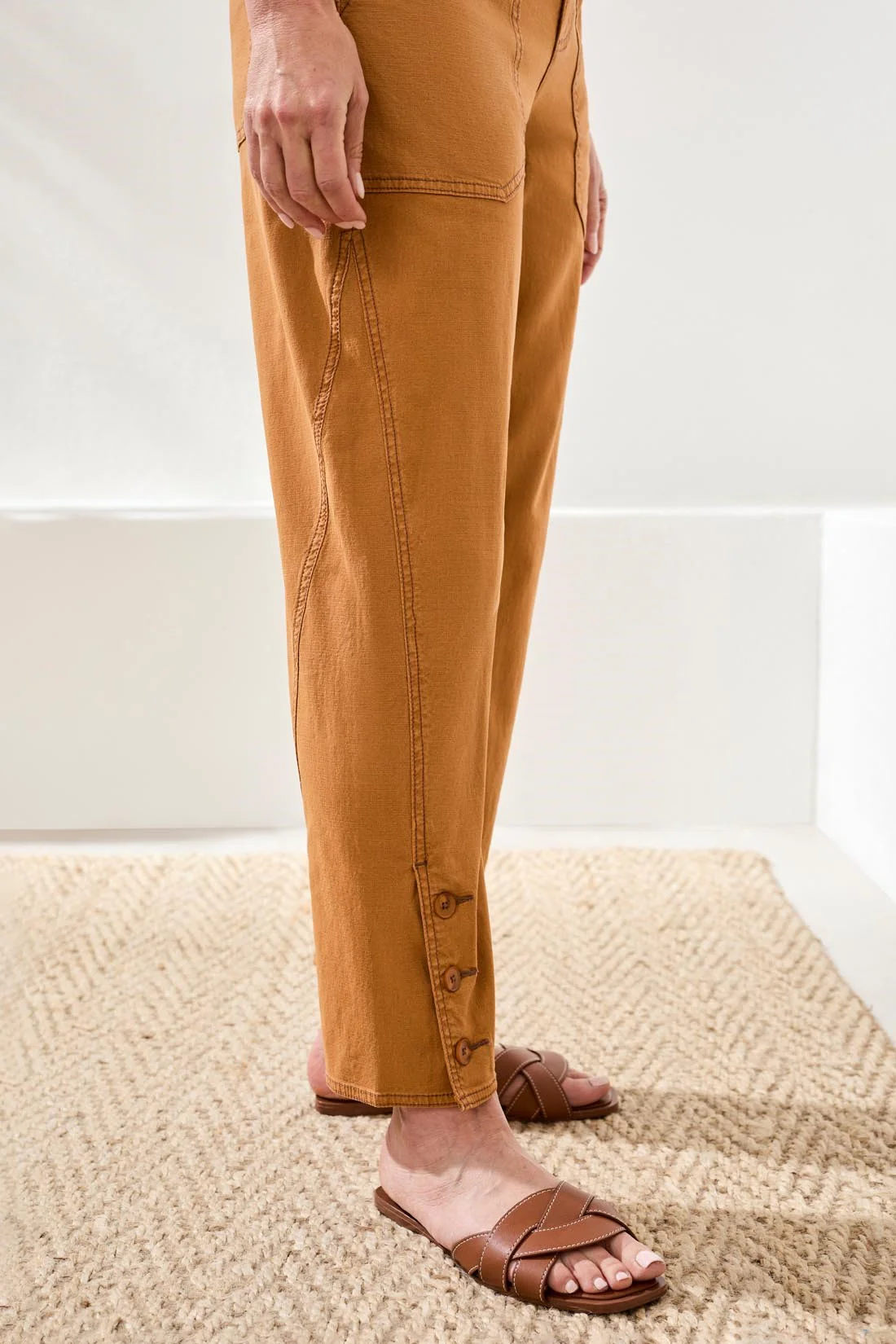 Stretch Slub Barrel Ankle Pant-Chestnut - Image 3