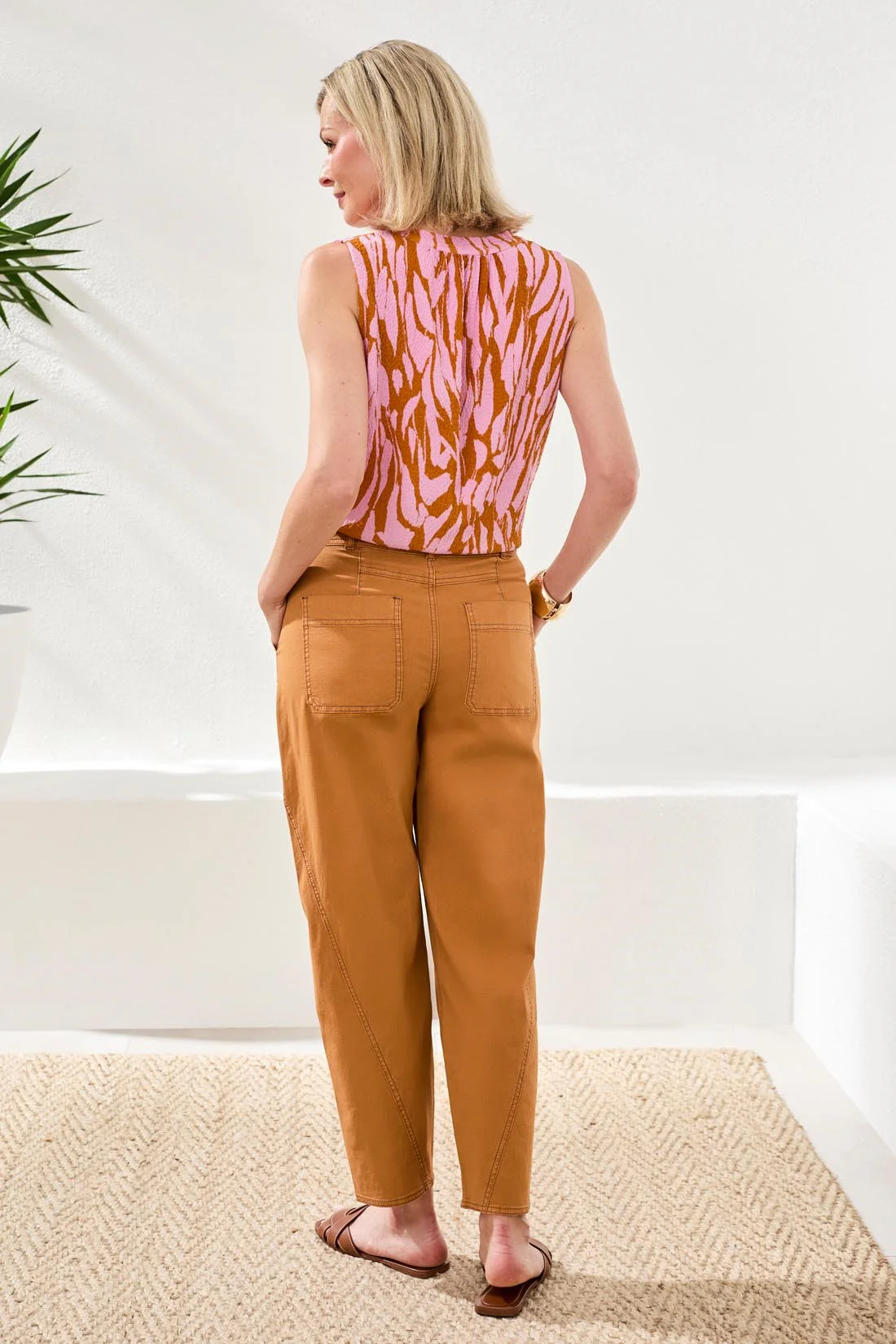 Stretch Slub Barrel Ankle Pant-Chestnut - Image 4