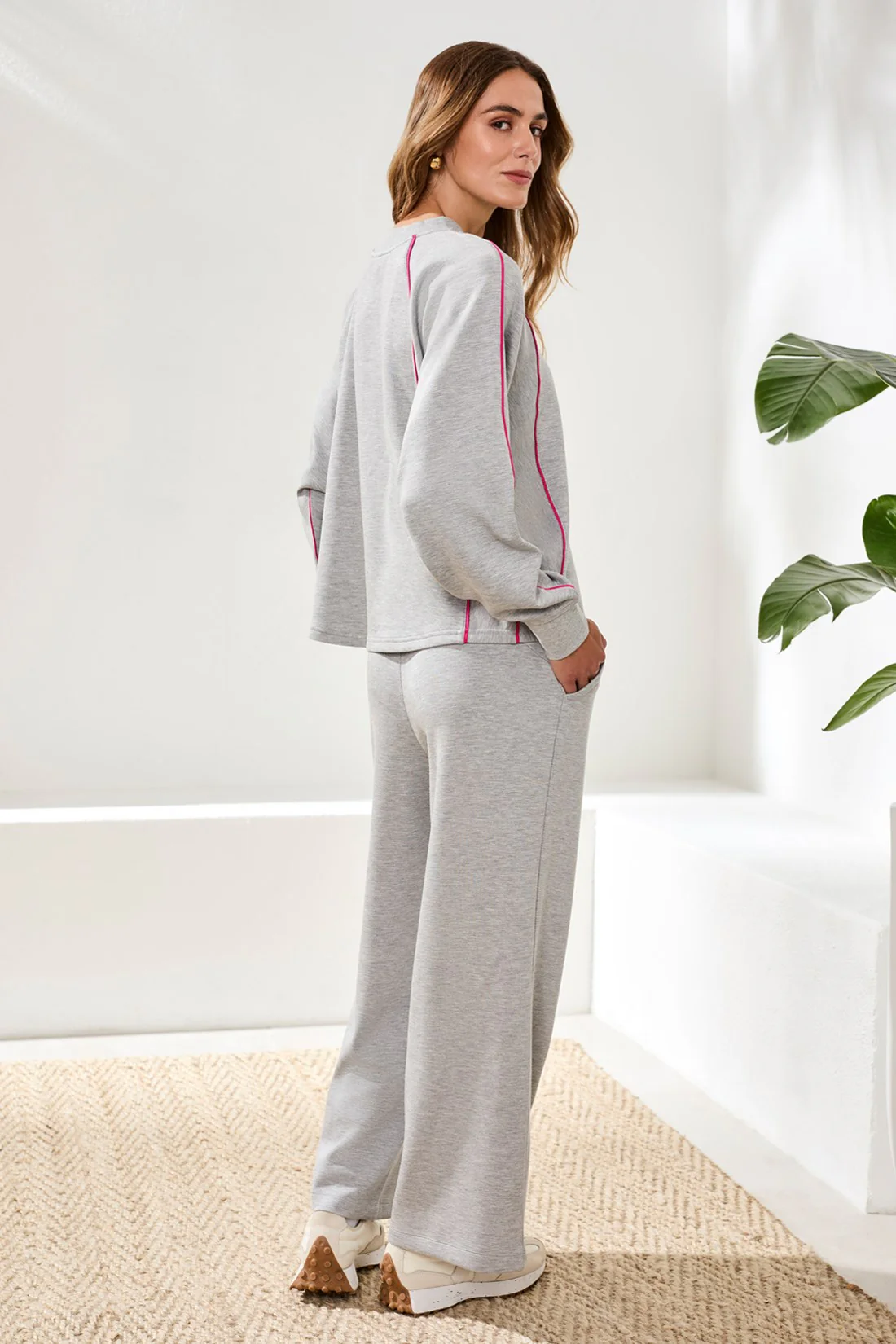 Techno Lux Crew Dolman Top Contrast-Lt.grey mix - Image 4