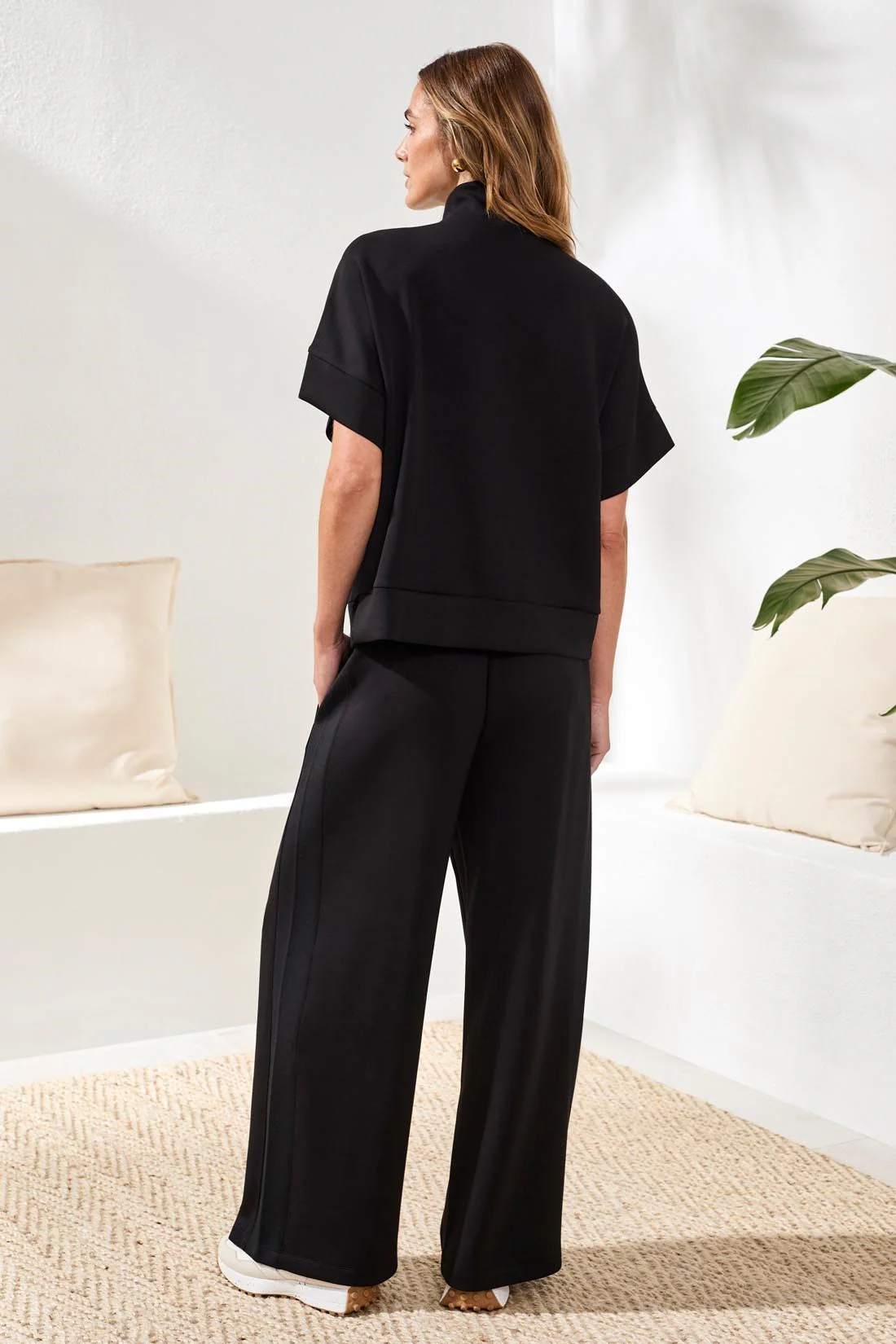 Techno Lux Mock Neck Zip Top-Black - Image 4