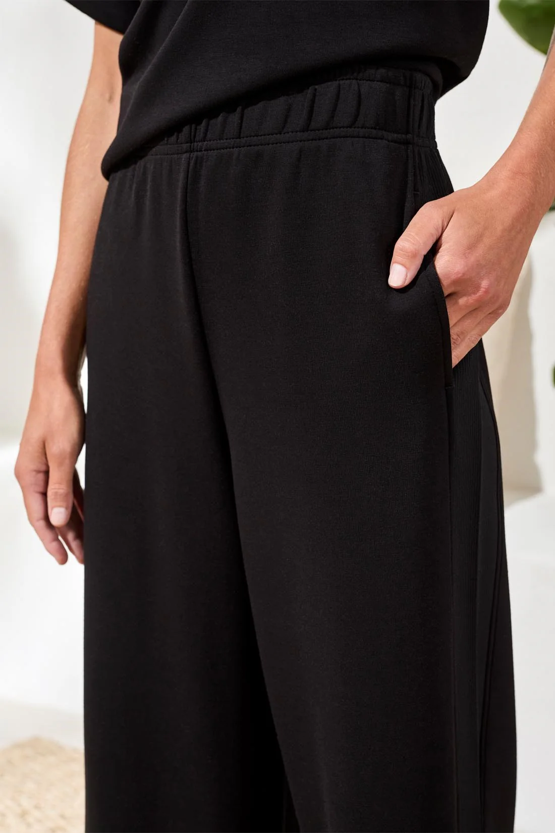 Techno Lux Scuba Pants With Waistband-Black - Image 3
