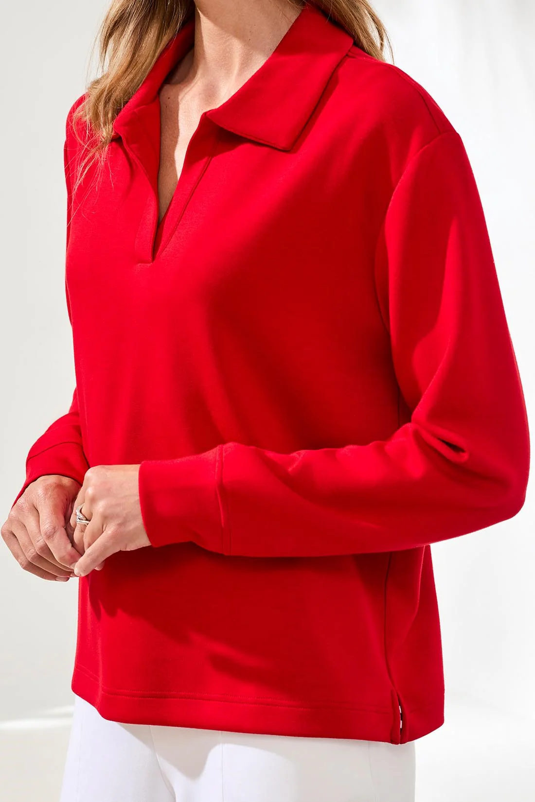 Techno Lux Scuba Johnny Collar Top-Sangria - Image 3