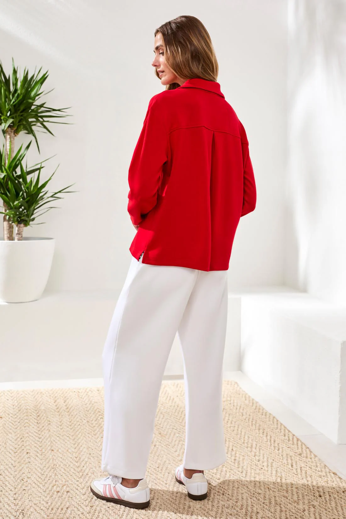 Techno Lux Scuba Johnny Collar Top-Sangria - Image 4
