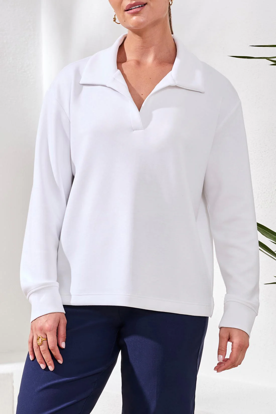 Techno Lux Scuba Johnny Collar Top-White - Image 3