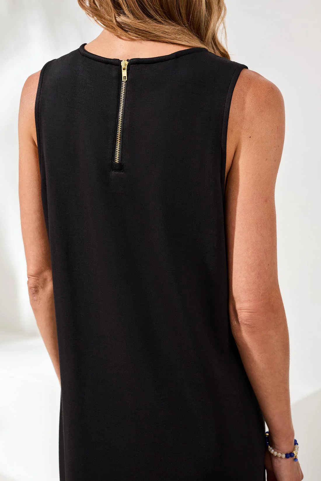 Techno Lux Scuba Shift Dress Back Zipper-Black - Image 3