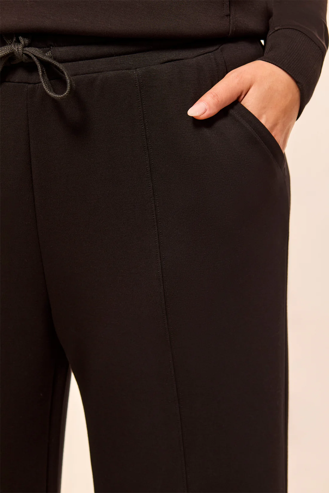 Size Inclusive Techno Lux Scuba Pants With Waistband-Black - Image 4