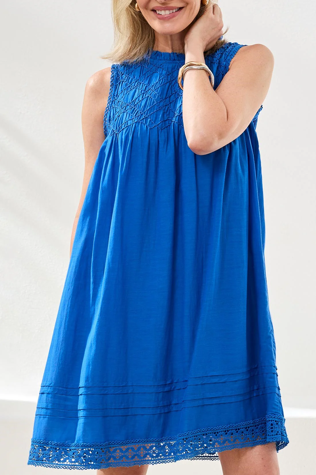 Textured Poplin Sleeveless Crewneck A-Line Dress-Turkishsea - Image 4