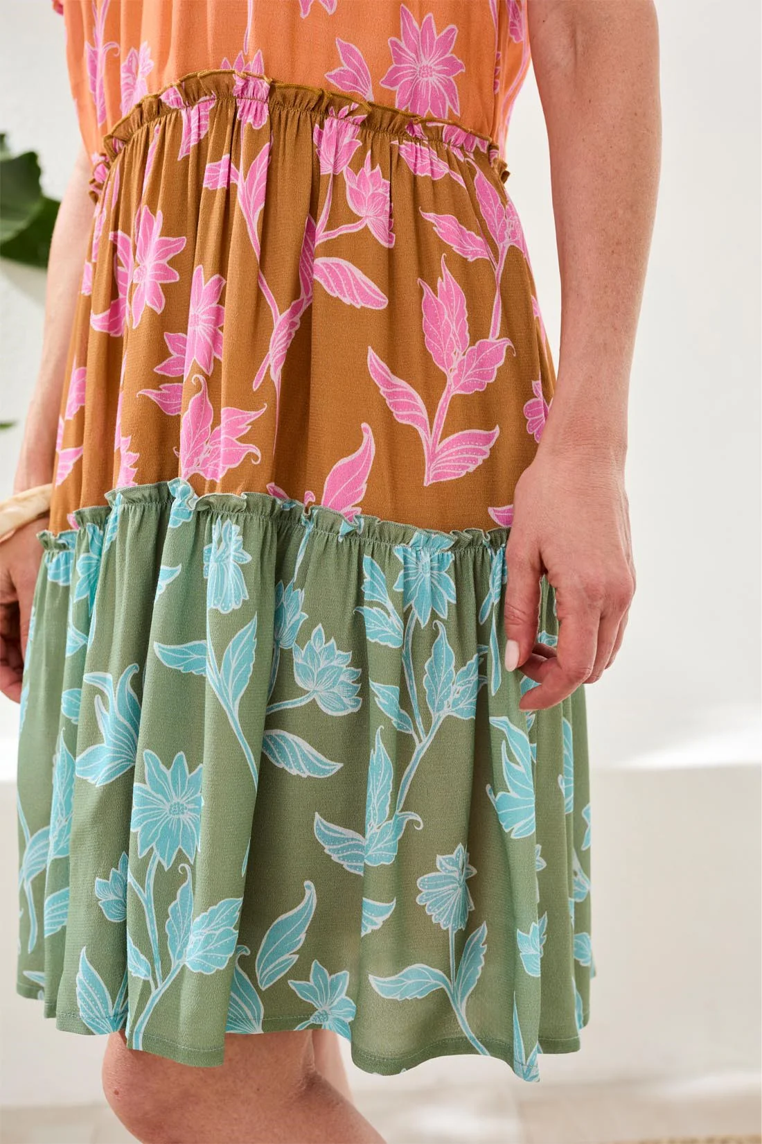 Tiered Printed Crepe Mini Dress-Wisteria - Image 3
