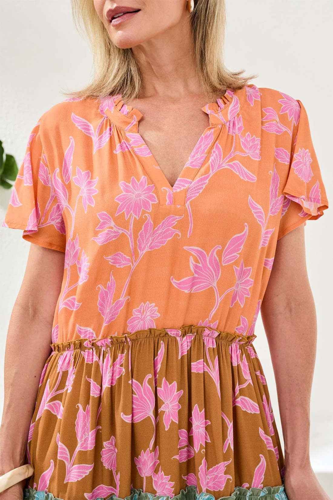 Tiered Printed Crepe Mini Dress-Wisteria - Image 4