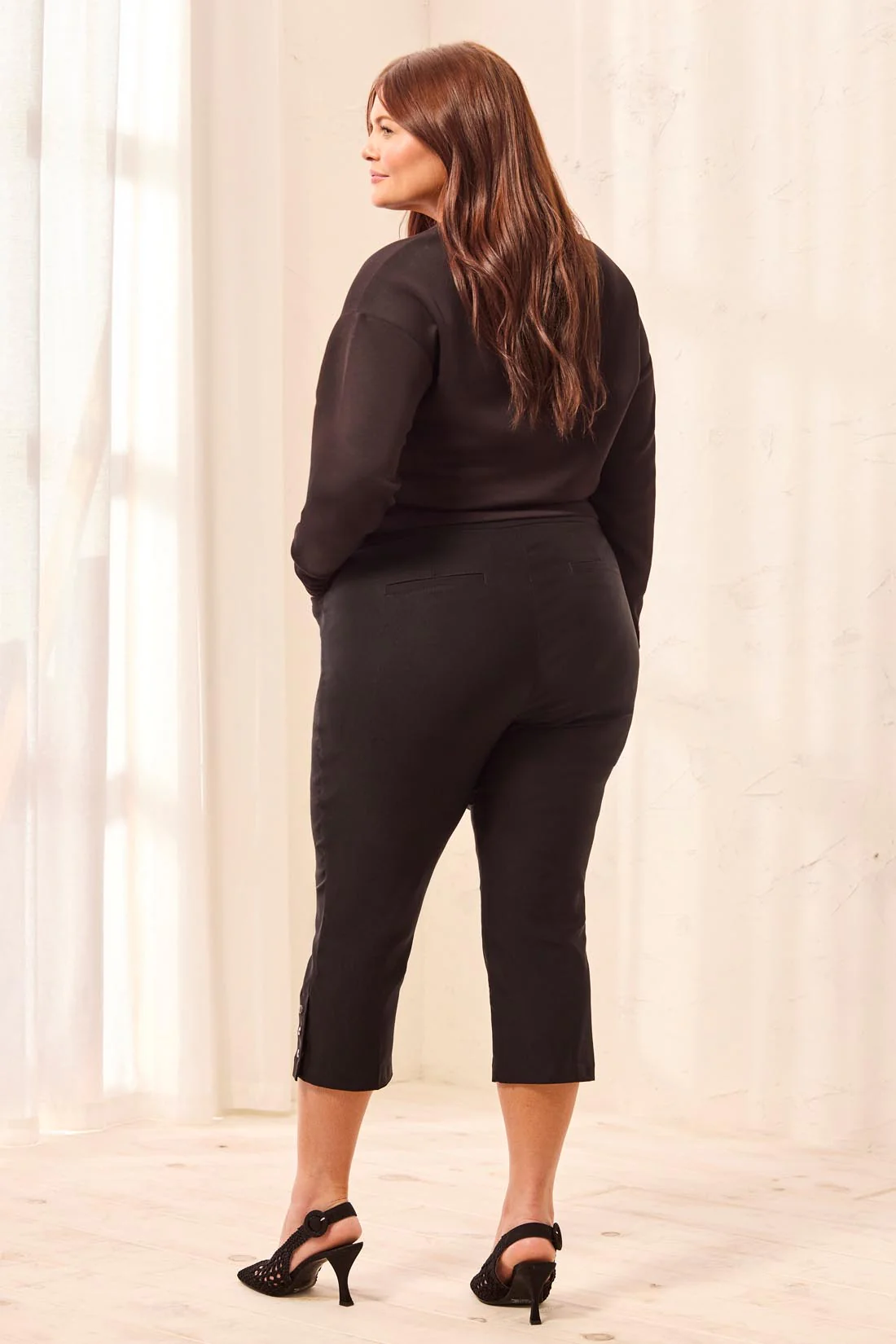 Size Inclusive Flatten It® Slim Leg Capris With Snap Vents-Black - Image 4