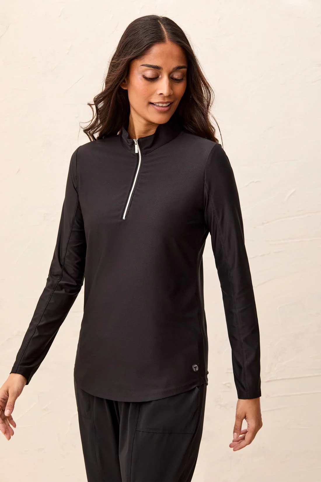 UPF 50+ High Performance Quarter-Zip Long Sleeve Pullover-Black - Image 3