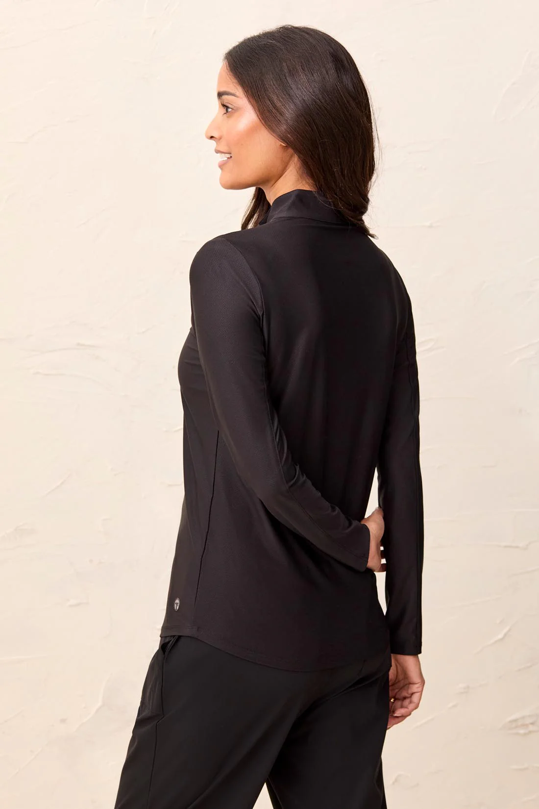 UPF 50+ High Performance Quarter-Zip Long Sleeve Pullover-Black - Image 4