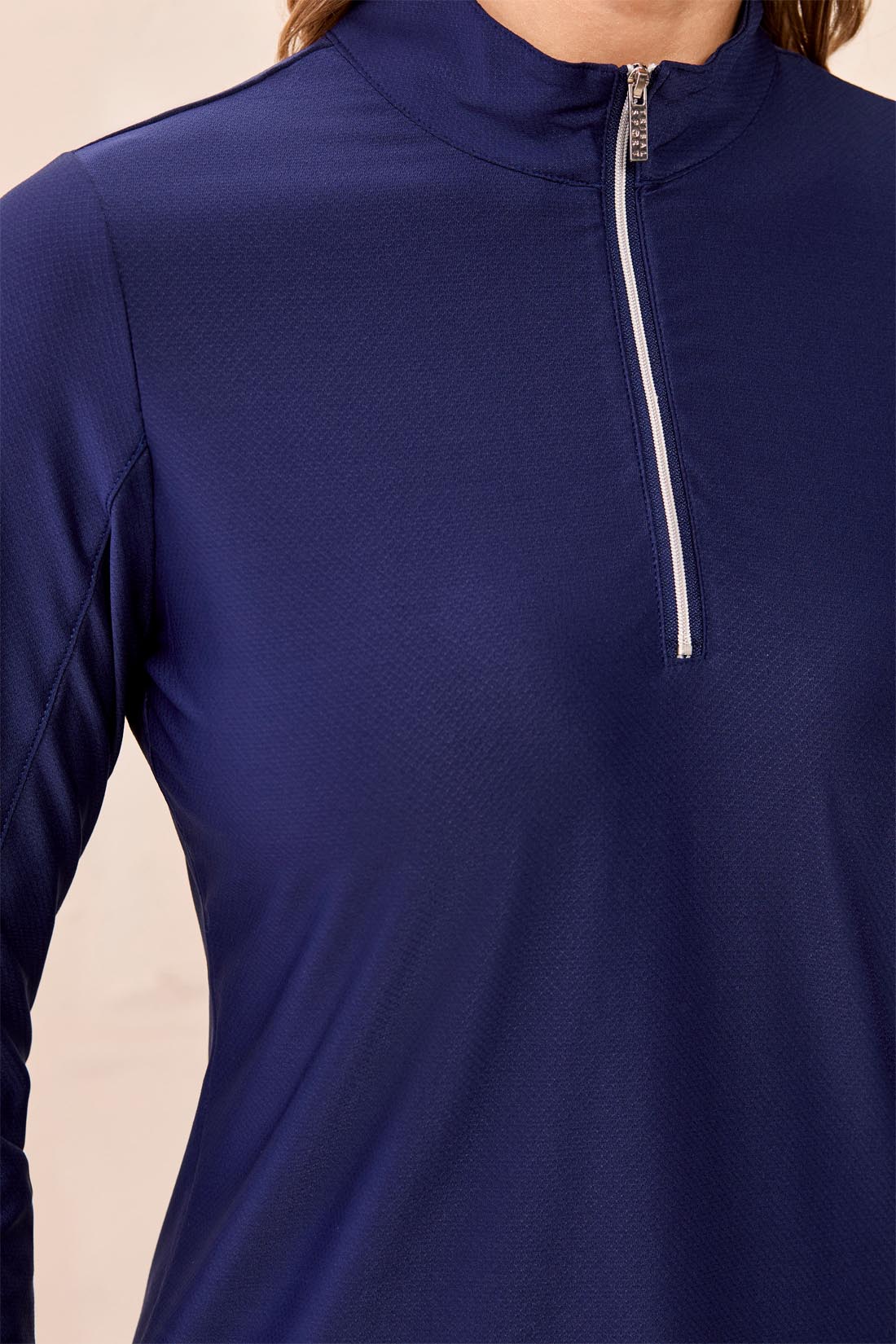 UPF 50+ High Performance Quarter-Zip Long Sleeve Pullover-Dk.Navy - Image 3