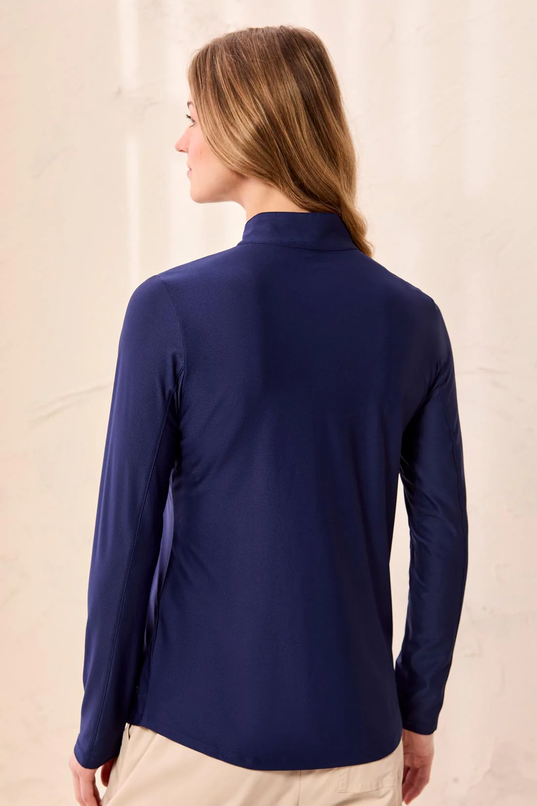 UPF 50+ High Performance Quarter-Zip Long Sleeve Pullover-Dk.Navy - Image 4