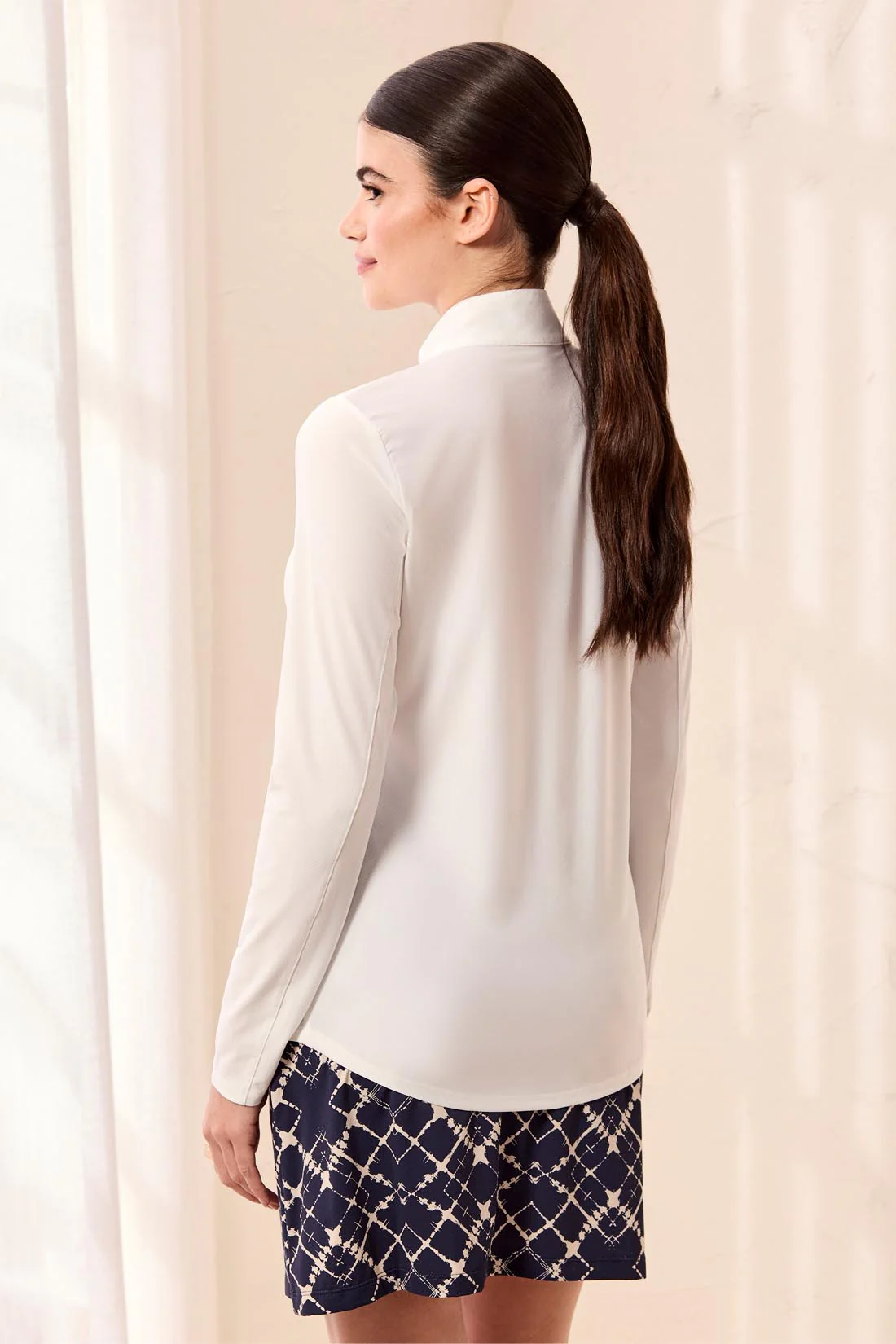 UPF 50+ High Performance Quarter-Zip Long Sleeve Pullover-White - Image 3