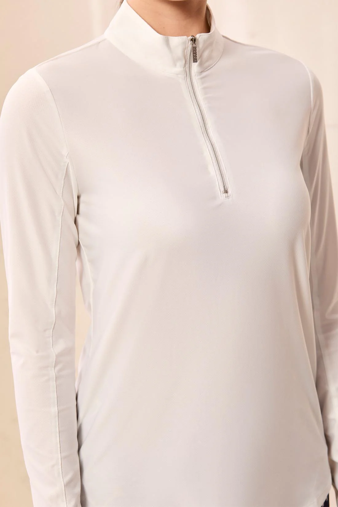 UPF 50+ High Performance Quarter-Zip Long Sleeve Pullover-White - Image 4