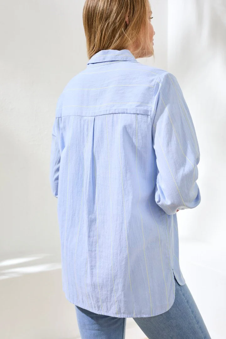Yarn Dye Stripe Button Shirt-Chambray - Image 2