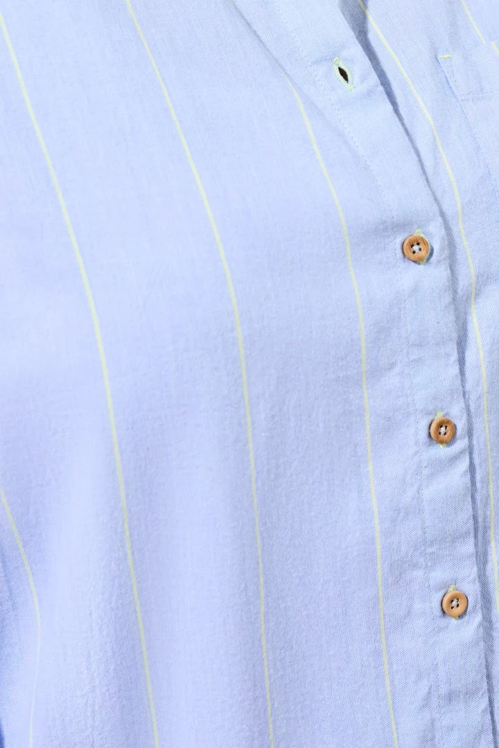Yarn Dye Stripe Button Shirt-Chambray - Image 4
