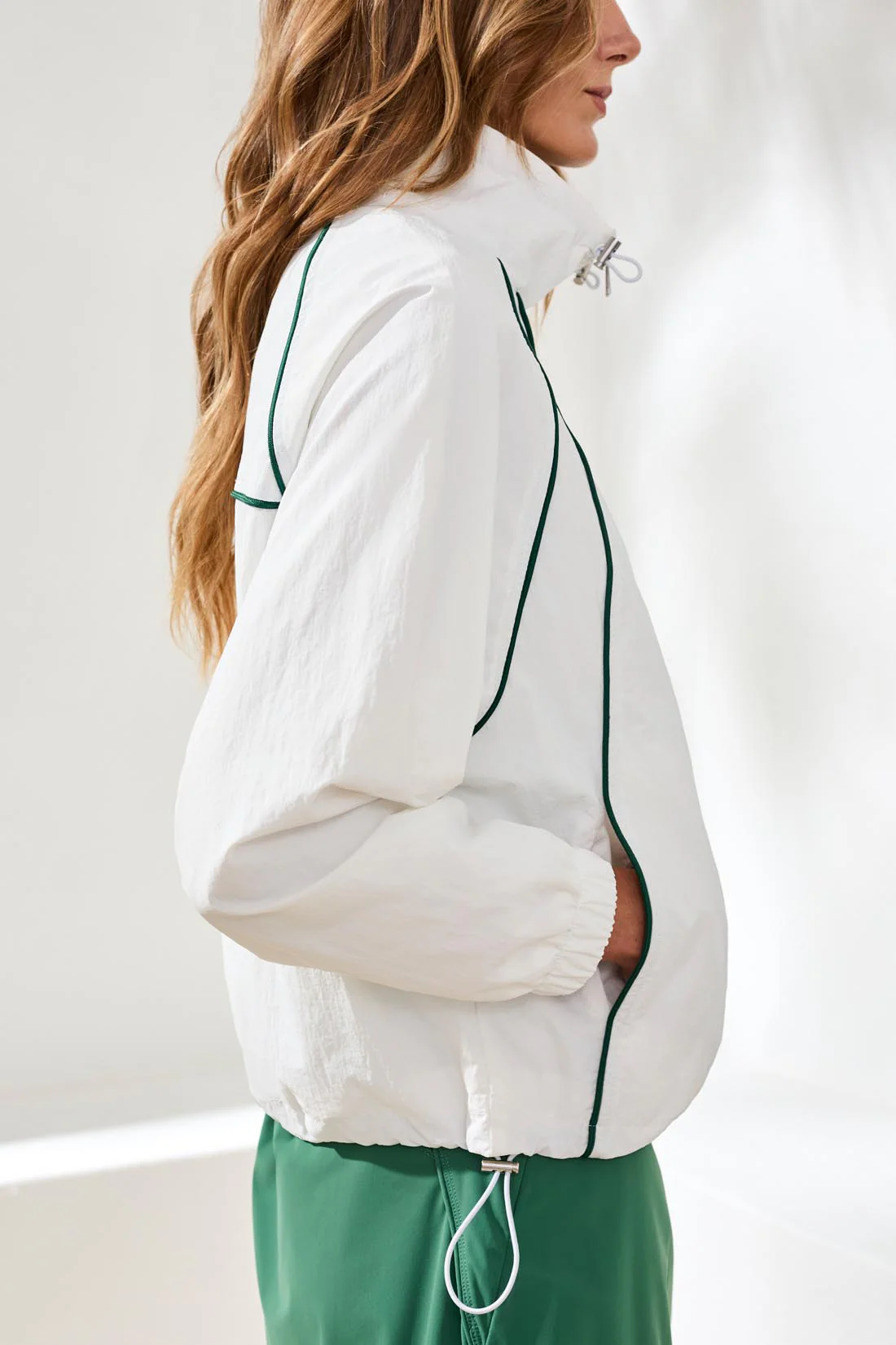 Lightweight Adjustable Zip-Front Windbreaker-White - Image 3